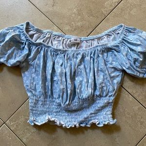 Super cute pacsun baby blue floral crop top